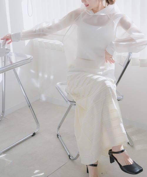 RU.TI.LE（ルチル）の「【RU.TI.LE】カットフリルナロースカート（スカート・レディース・ホワイト/ブラック/ライトグリーン・MEDIUM）」の20枚目の写真