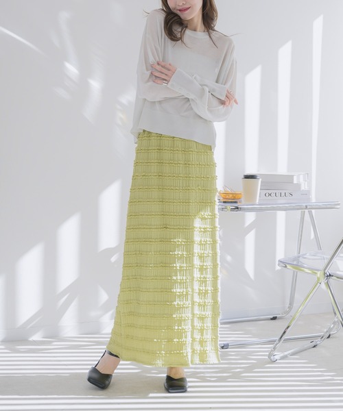 RU.TI.LE（ルチル）の「【RU.TI.LE】カットフリルナロースカート（スカート・レディース・ホワイト/ブラック/ライトグリーン・MEDIUM）」の5枚目の写真