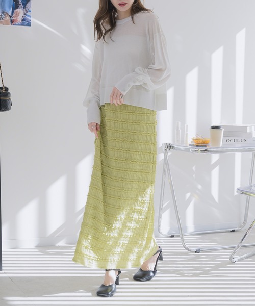 RU.TI.LE（ルチル）の「【RU.TI.LE】カットフリルナロースカート（スカート・レディース・ホワイト/ブラック/ライトグリーン・MEDIUM）」の6枚目の写真