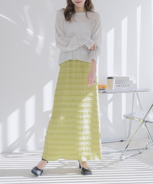 RU.TI.LE（ルチル）の「【RU.TI.LE】カットフリルナロースカート（スカート・レディース・ホワイト/ブラック/ライトグリーン・MEDIUM）」の7枚目の写真