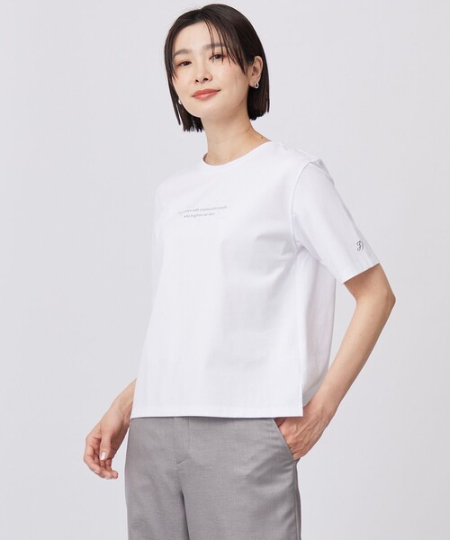 J.PRESS(ジェイプレス)の「【洗える】ロゴTEE カットソー(Tシャツ/カットソー・レディース・ネイビー系/ライトグリーン系/ホワイト系/ライトグレー系・T15/T13)」の1枚目の写真