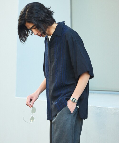 FREAK'S STORE（フリークスストア）の「限定展開 Relax Fit リラックスフィット リネンレーヨン デザイン刺繍 キューバシャツ（シャツ/ブラウス・メンズ・ブラック/ネイビー/チャコールグレー/ブラウン・SMALL/LARGE/MEDIUM）」の15枚目の写真