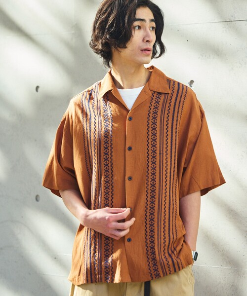 FREAK'S STORE（フリークスストア）の「限定展開 Relax Fit リラックスフィット リネンレーヨン デザイン刺繍 キューバシャツ（シャツ/ブラウス・メンズ・ブラック/ネイビー/チャコールグレー/ブラウン・SMALL/LARGE/MEDIUM）」の17枚目の写真