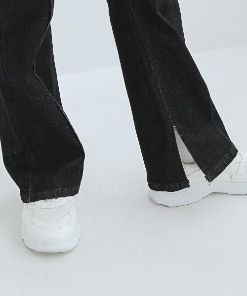 LUXSTYLE(ラグスタイル)の「ストレッチ センタープレス フレア デニム パンツ(デニムパンツ・レディース・ブルー/インディゴブルー/ブルー系その他・S/M/L)」の6枚目の写真