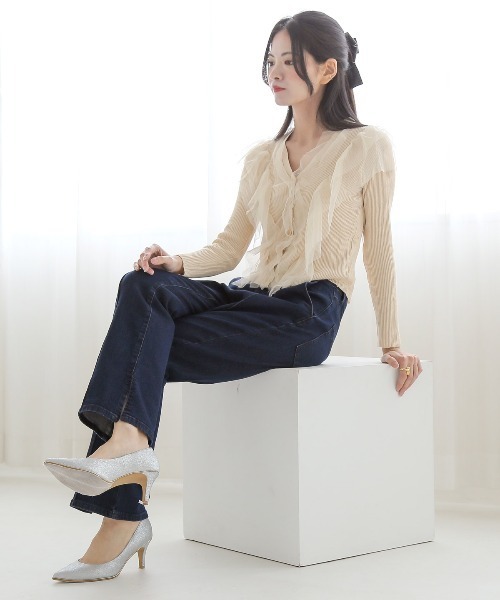 LUXSTYLE(ラグスタイル)の「ストレッチ センタープレス フレア デニム パンツ(デニムパンツ・レディース・ブルー/インディゴブルー/ブルー系その他・S/M/L)」の13枚目の写真