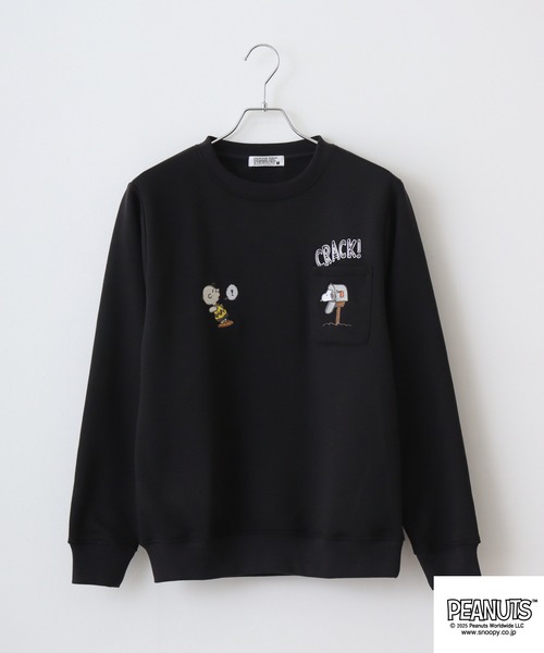 PEANUTS(ピーナッツ)の「PEANUTS裏起毛ポケット付きトレーナー(スウェット・メンズ・ライトカーキ/チャコール/オートミール/ラベンダー/オフホワイト/ブラック・M/L/LL)」の10枚目の写真