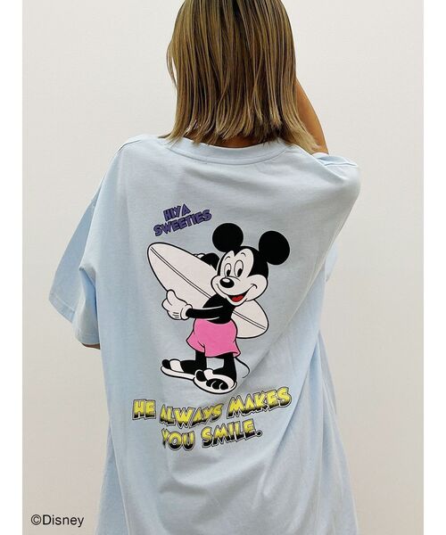 GYDA（ジェイダ）の「Mickey Mouse / バックプリントBIG Tシャツ（Tシャツ/カットソー・レディース・スカイブルー/ブラック/オフホワイト・FREE）」の3枚目の写真