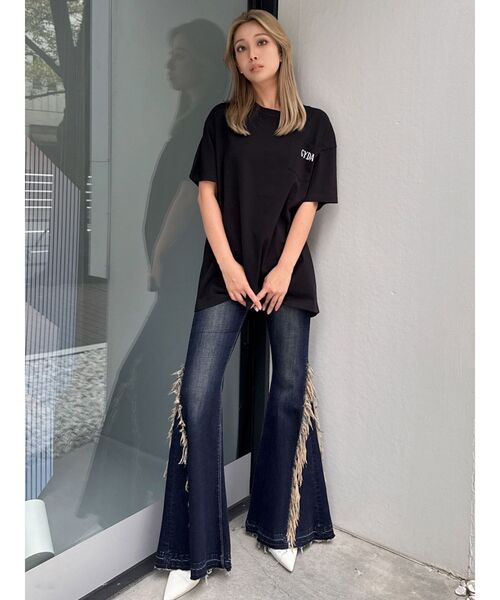 GYDA（ジェイダ）の「Mickey Mouse / バックプリントBIG Tシャツ（Tシャツ/カットソー・レディース・スカイブルー/ブラック/オフホワイト・FREE）」の8枚目の写真