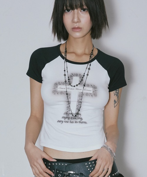 tシャツ A'GEM/9 × .kom 「NIIER NOR/ニーアノア」 VINTAGE CROSS BUTTON DOWN TEE/ヴィンテージク NIIER NOR tシャツ A'GEM/9 × .kom 「NIIER NOR/ニーアノア