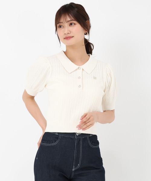 MISCH MASCH(ミッシュマッシュ)の「WEB限定 ケーブル刺繍ポロニット(ニット/セーター・レディース・ホワイト/レッド/ネイビー・フリ-)」の11枚目の写真