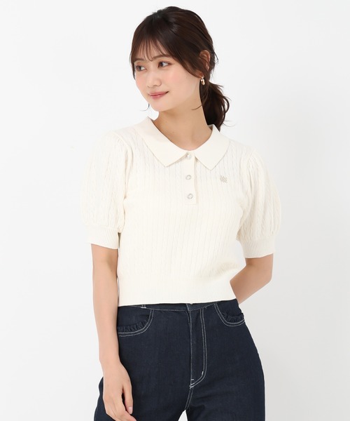 MISCH MASCH(ミッシュマッシュ)の「WEB限定 ケーブル刺繍ポロニット(ニット/セーター・レディース・ホワイト/レッド/ネイビー・フリ-)」の13枚目の写真