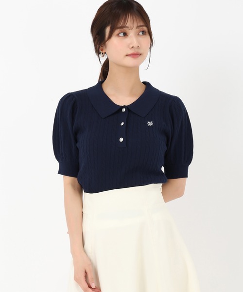 MISCH MASCH(ミッシュマッシュ)の「WEB限定 ケーブル刺繍ポロニット(ニット/セーター・レディース・ホワイト/レッド/ネイビー・フリ-)」の14枚目の写真