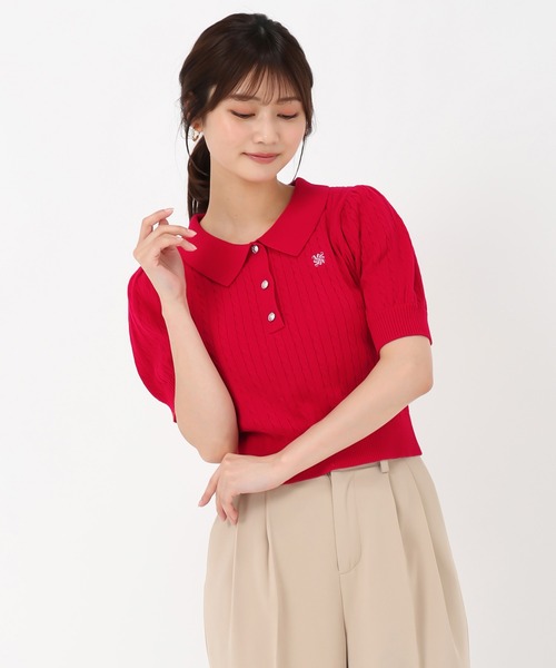 MISCH MASCH(ミッシュマッシュ)の「WEB限定 ケーブル刺繍ポロニット(ニット/セーター・レディース・ホワイト/レッド/ネイビー・フリ-)」の8枚目の写真