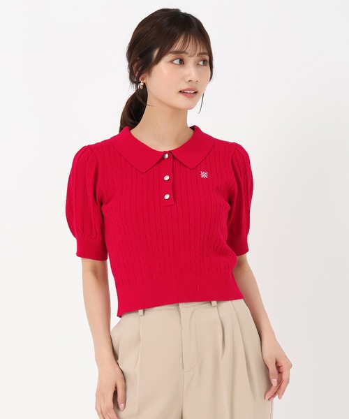 MISCH MASCH(ミッシュマッシュ)の「WEB限定 ケーブル刺繍ポロニット(ニット/セーター・レディース・ホワイト/レッド/ネイビー・フリ-)」の9枚目の写真