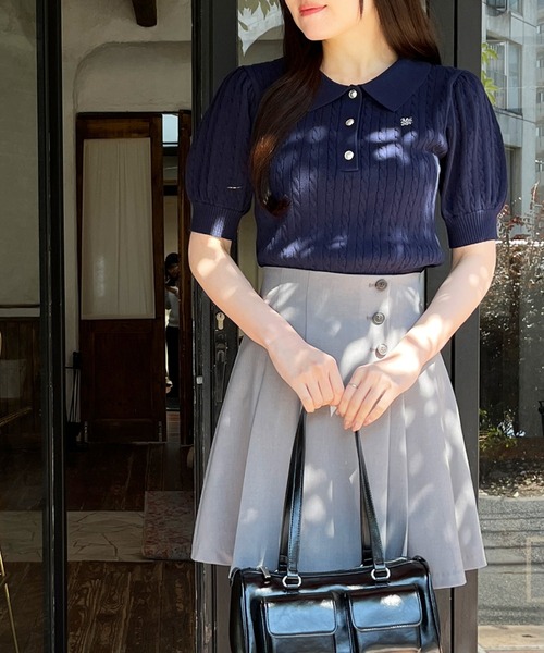 MISCH MASCH(ミッシュマッシュ)の「WEB限定 ケーブル刺繍ポロニット(ニット/セーター・レディース・ホワイト/レッド/ネイビー・フリ-)」の4枚目の写真
