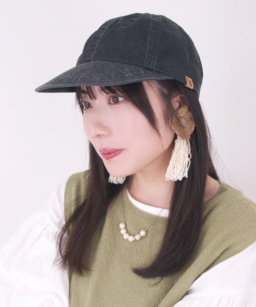 polcadot（ポルカドット）の「LONGBILL CAP/コットン ロングブリムキャップ（キャップ・レディース・ブラック/ブルー/ベージュ・FREE）」の2枚目の写真