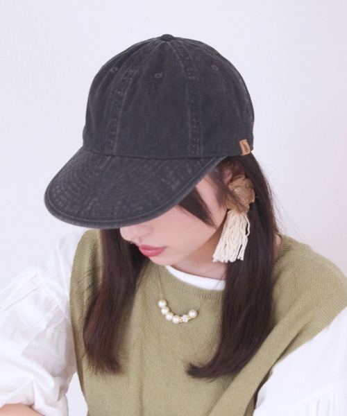 polcadot（ポルカドット）の「LONGBILL CAP/コットン ロングブリムキャップ（キャップ・レディース・ブラック/ブルー/ベージュ・FREE）」の6枚目の写真