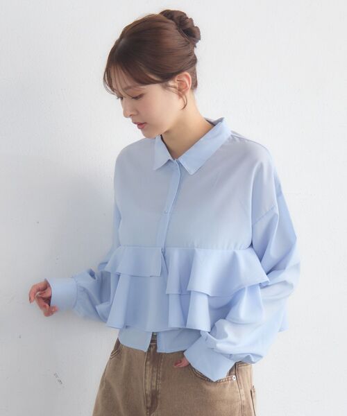RETRO GIRL(レトロガール)の「ウエストフリルSH(シャツ/ブラウス・レディース・オフホワイト/ブルー/ホワイト系その他・FREE)」の9枚目の写真