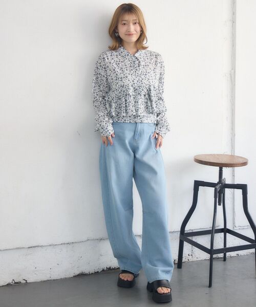 RETRO GIRL(レトロガール)の「ウエストフリルSH(シャツ/ブラウス・レディース・オフホワイト/ブルー/ホワイト系その他・FREE)」の13枚目の写真