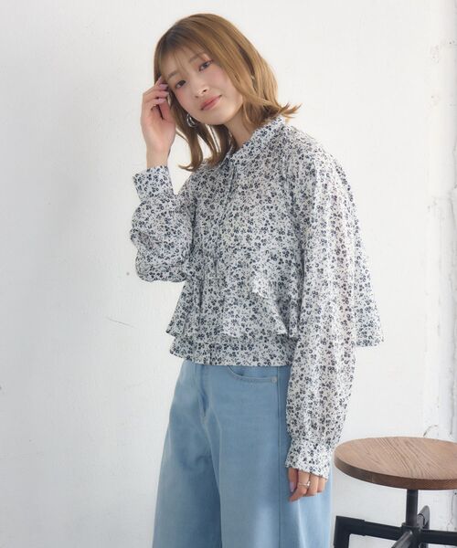 RETRO GIRL(レトロガール)の「ウエストフリルSH(シャツ/ブラウス・レディース・オフホワイト/ブルー/ホワイト系その他・FREE)」の18枚目の写真