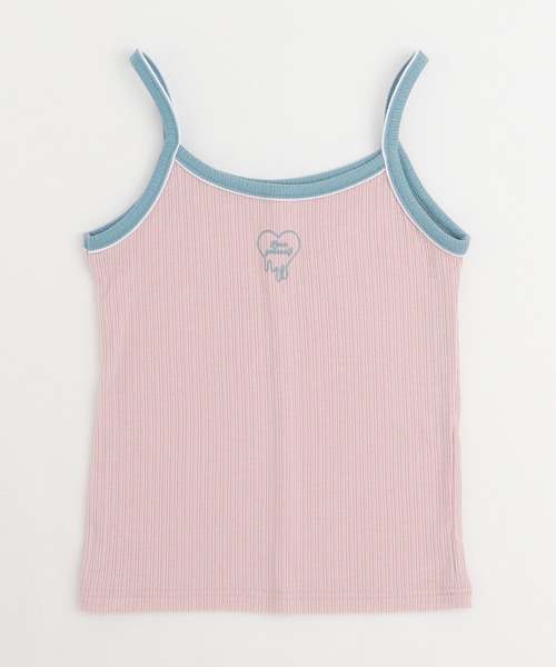 URBAN CHERRY(アーバンチェリー)の「【快適さらリブ素材】ハートプリント配色パイピングキャミソール(キャミソール・キッズ・ピンク/アイボリー/ブラック/ブルー・110cm/120cm/130cm/140cm/150cm)」の9枚目の写真