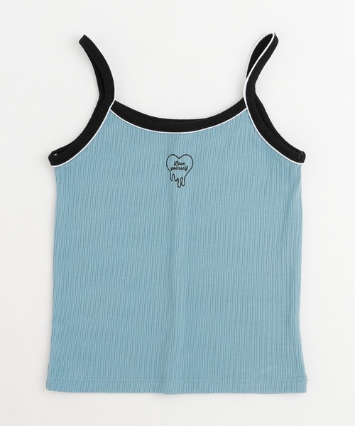 URBAN CHERRY(アーバンチェリー)の「【快適さらリブ素材】ハートプリント配色パイピングキャミソール(キャミソール・キッズ・ピンク/アイボリー/ブラック/ブルー・110cm/120cm/130cm/140cm/150cm)」の11枚目の写真