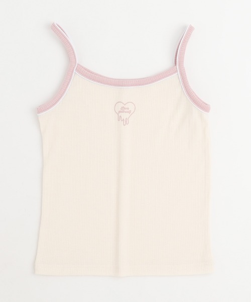 URBAN CHERRY(アーバンチェリー)の「【快適さらリブ素材】ハートプリント配色パイピングキャミソール(キャミソール・キッズ・ピンク/アイボリー/ブラック/ブルー・110cm/120cm/130cm/140cm/150cm)」の7枚目の写真