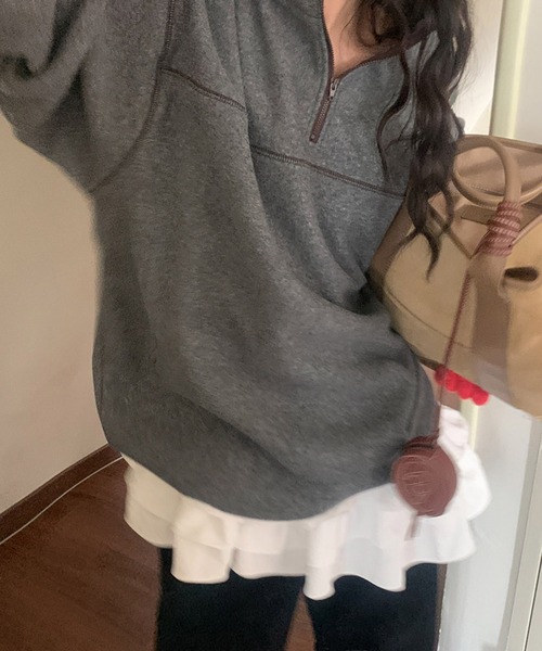 CERCA（チェルカ）の「【 MEMECLE / メメクル 】ティアードフリルチュニック キャミワンピース（ワンピース・レディース・ホワイト/ブラック・FREE）」の5枚目の写真