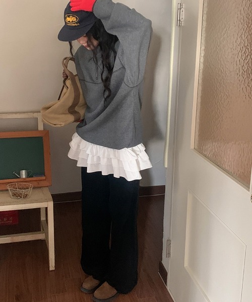 CERCA（チェルカ）の「【 MEMECLE / メメクル 】ティアードフリルチュニック キャミワンピース（ワンピース・レディース・ホワイト/ブラック・FREE）」の7枚目の写真