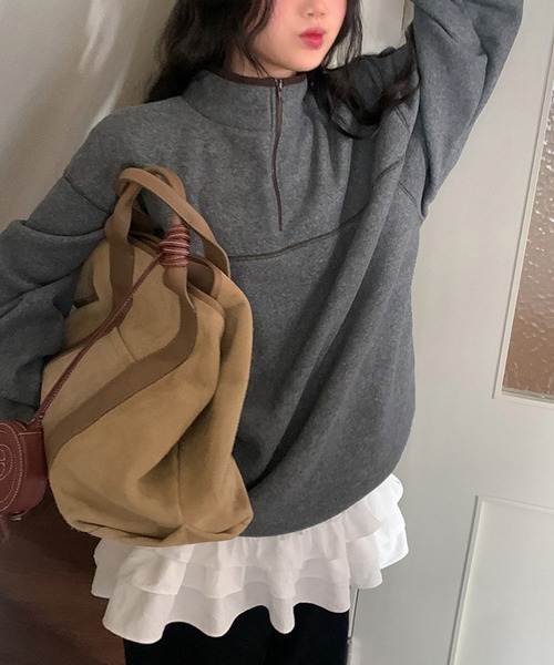 CERCA（チェルカ）の「【 MEMECLE / メメクル 】ティアードフリルチュニック キャミワンピース（ワンピース・レディース・ホワイト/ブラック・FREE）」の9枚目の写真