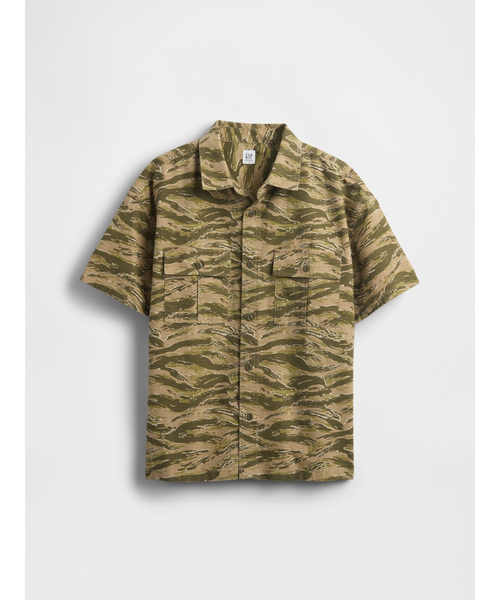 GAP（ギャップ）の「リップストップ ユーティリティシャツ (キッズ)（シャツ/ブラウス・キッズ・グリーン/ブラック・110cm/120cm/130cm/140cm/150cm/160cm）」の3枚目の写真