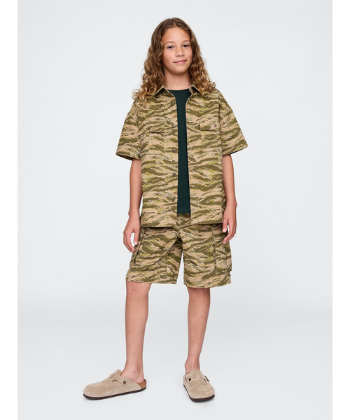 GAP（ギャップ）の「リップストップ ユーティリティシャツ (キッズ)（シャツ/ブラウス・キッズ・グリーン/ブラック・110cm/120cm/130cm/140cm/150cm/160cm）」の5枚目の写真