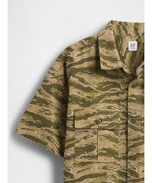 GAP（ギャップ）の「リップストップ ユーティリティシャツ (キッズ)（シャツ/ブラウス・キッズ・グリーン/ブラック・110cm/120cm/130cm/140cm/150cm/160cm）」の6枚目の写真