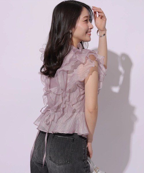 Apuweiser-riche - 新品♡プリーツフリルスタンドブラウス Apuweiser-riche（アプワイザーリッシェ）の「プリーツフリル