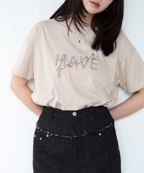 Bab（バブ）の「ロゴ刺繍デザイン半袖Ｔシャツ（Tシャツ/カットソー・レディース・ライトグレー/ブラック/グレイッシュベージュ/オフホワイト・M）」の4枚目の写真