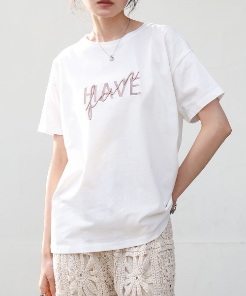 Bab（バブ）の「ロゴ刺繍デザイン半袖Ｔシャツ（Tシャツ/カットソー・レディース・ライトグレー/ブラック/グレイッシュベージュ/オフホワイト・M）」の7枚目の写真
