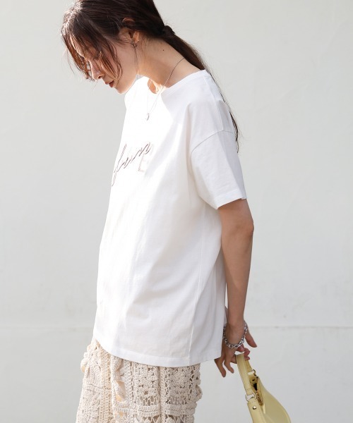 Bab（バブ）の「ロゴ刺繍デザイン半袖Ｔシャツ（Tシャツ/カットソー・レディース・ライトグレー/ブラック/グレイッシュベージュ/オフホワイト・M）」の8枚目の写真