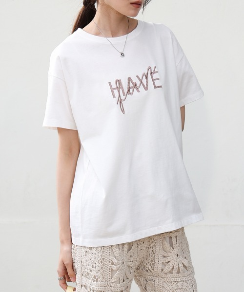 Bab（バブ）の「ロゴ刺繍デザイン半袖Ｔシャツ（Tシャツ/カットソー・レディース・ライトグレー/ブラック/グレイッシュベージュ/オフホワイト・M）」の9枚目の写真