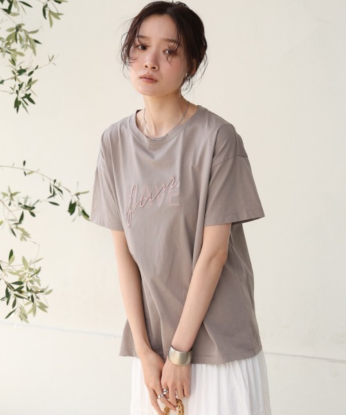 Bab（バブ）の「ロゴ刺繍デザイン半袖Ｔシャツ（Tシャツ/カットソー・レディース・ライトグレー/ブラック/グレイッシュベージュ/オフホワイト・M）」の22枚目の写真