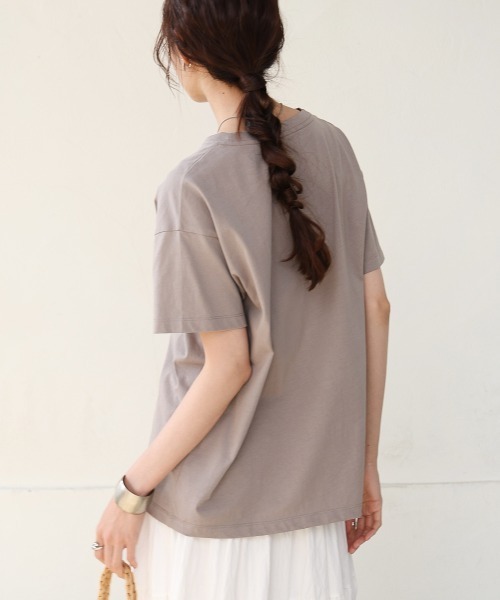 Bab（バブ）の「ロゴ刺繍デザイン半袖Ｔシャツ（Tシャツ/カットソー・レディース・ライトグレー/ブラック/グレイッシュベージュ/オフホワイト・M）」の15枚目の写真