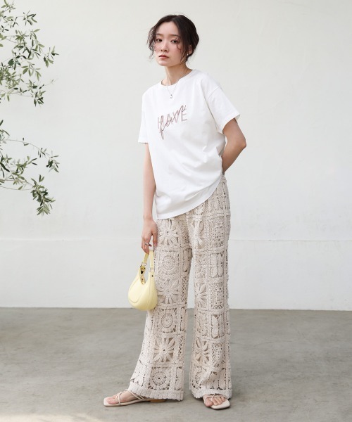Bab（バブ）の「ロゴ刺繍デザイン半袖Ｔシャツ（Tシャツ/カットソー・レディース・ライトグレー/ブラック/グレイッシュベージュ/オフホワイト・M）」の18枚目の写真