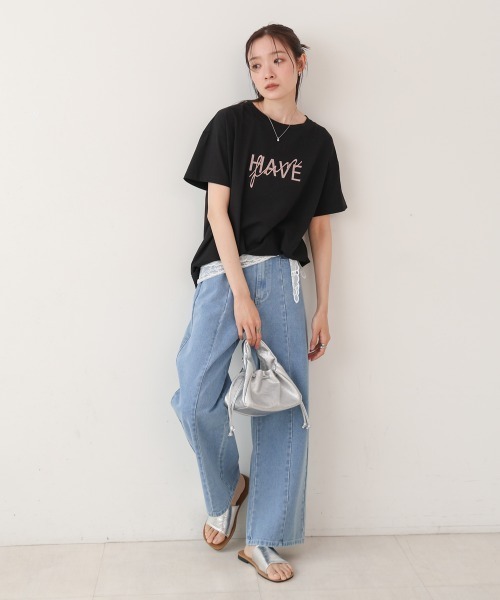 Bab（バブ）の「ロゴ刺繍デザイン半袖Ｔシャツ（Tシャツ/カットソー・レディース・ライトグレー/ブラック/グレイッシュベージュ/オフホワイト・M）」の19枚目の写真