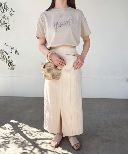 Bab（バブ）の「ロゴ刺繍デザイン半袖Ｔシャツ（Tシャツ/カットソー・レディース・ライトグレー/ブラック/グレイッシュベージュ/オフホワイト・M）」の20枚目の写真