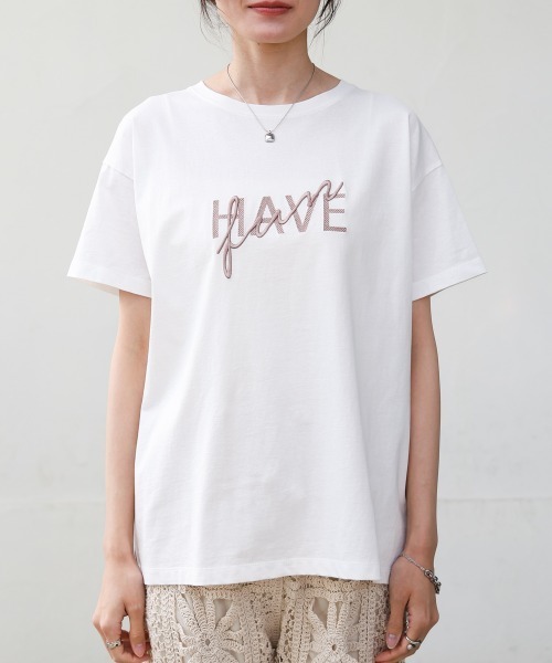 Bab（バブ）の「ロゴ刺繍デザイン半袖Ｔシャツ（Tシャツ/カットソー・レディース・ライトグレー/ブラック/グレイッシュベージュ/オフホワイト・M）」の12枚目の写真