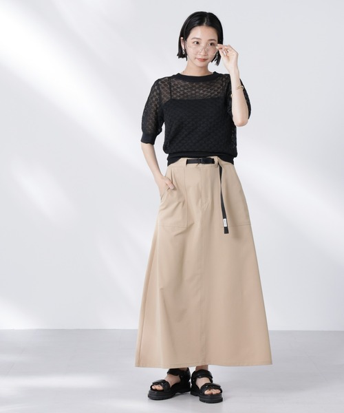 NANO universe（ナノユニバース）の「レース柄クルーネック半袖ニット（ニット/セーター・レディース・ホワイト/グリーン/ブラック・FREE）」の8枚目の写真