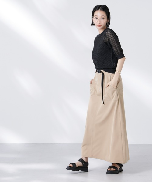 NANO universe（ナノユニバース）の「レース柄クルーネック半袖ニット（ニット/セーター・レディース・ホワイト/グリーン/ブラック・FREE）」の9枚目の写真