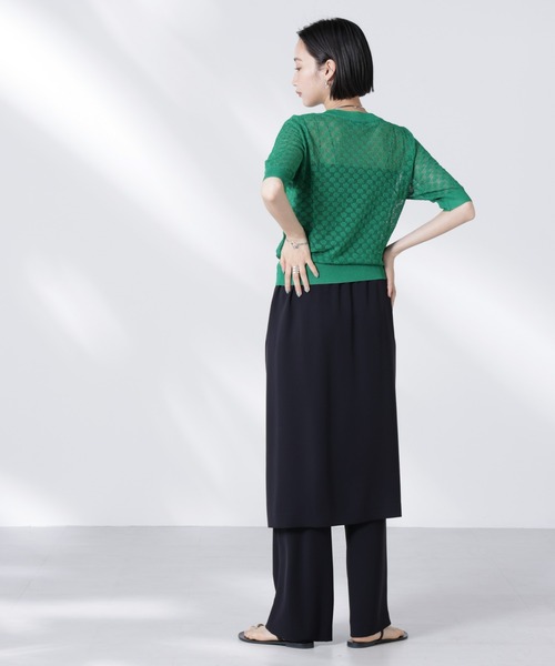 NANO universe（ナノユニバース）の「レース柄クルーネック半袖ニット（ニット/セーター・レディース・ホワイト/グリーン/ブラック・FREE）」の21枚目の写真