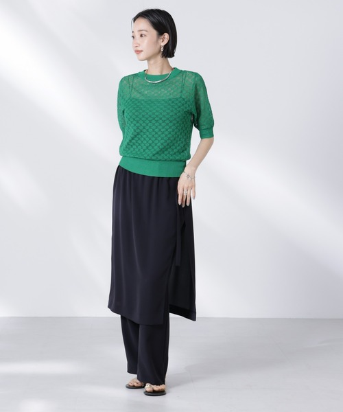 NANO universe（ナノユニバース）の「レース柄クルーネック半袖ニット（ニット/セーター・レディース・ホワイト/グリーン/ブラック・FREE）」の22枚目の写真