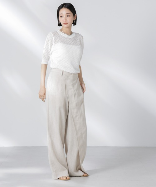 NANO universe（ナノユニバース）の「レース柄クルーネック半袖ニット（ニット/セーター・レディース・ホワイト/グリーン/ブラック・FREE）」の15枚目の写真