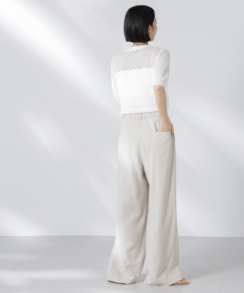 NANO universe（ナノユニバース）の「レース柄クルーネック半袖ニット（ニット/セーター・レディース・ホワイト/グリーン/ブラック・FREE）」の16枚目の写真